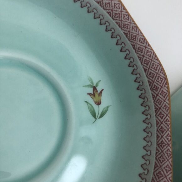4 Adams Lowestoft Calyx Ware Lowestoft 6” Snack Saucer Plates EUC Vintage 1920s - Picture 9 of 10